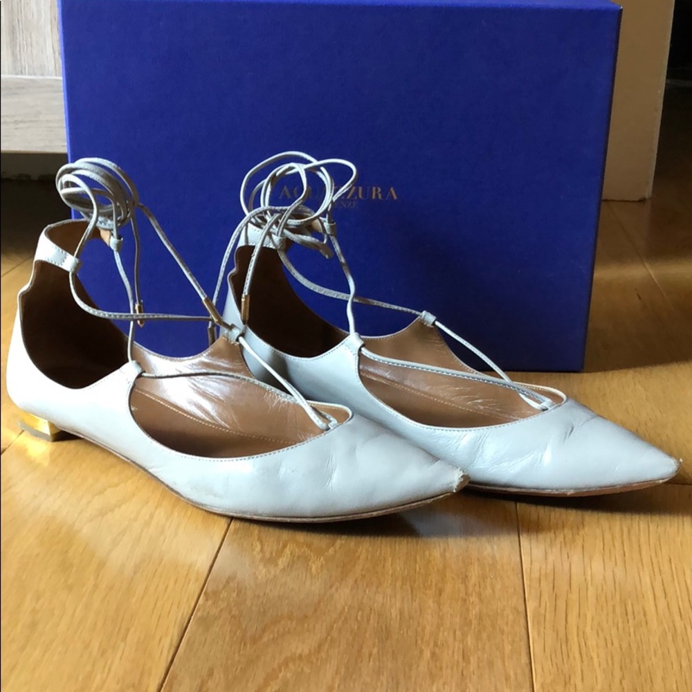 Aquazzura Christy Leather Flat in Grey